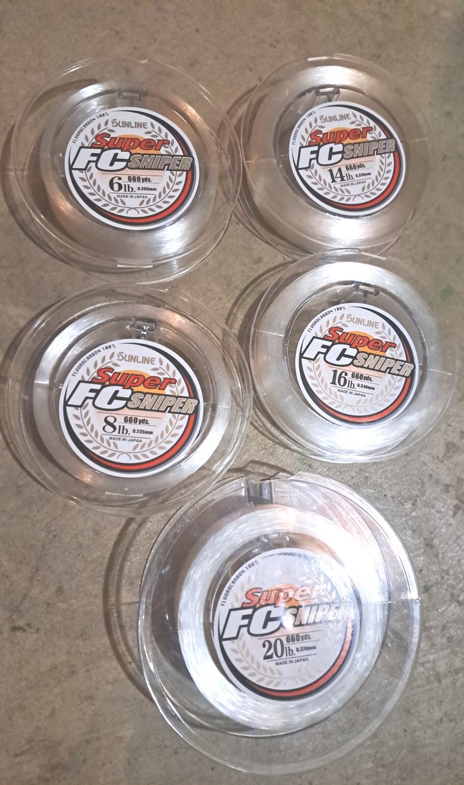 5-sunline super fc sniper fluorocarbon fishing line (6, 8, 14, 16, & 20lbs)