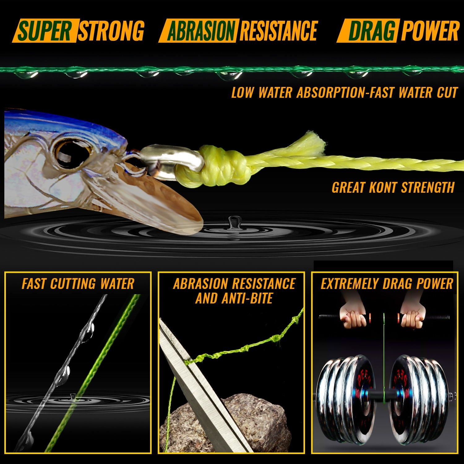 JOF 4 Strands Fishing Line 300/100M Braided PE Fishing Strong Fishing Line Multi
