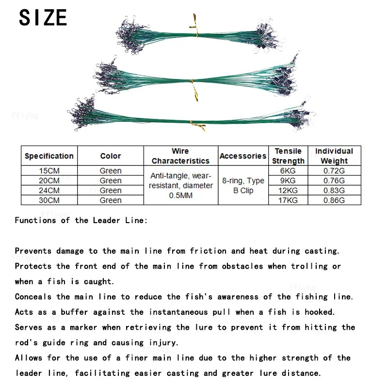 Steel Fishing Wire Leader with Swivel Snaps Anti Bite Trace Line 20-200PCS UK