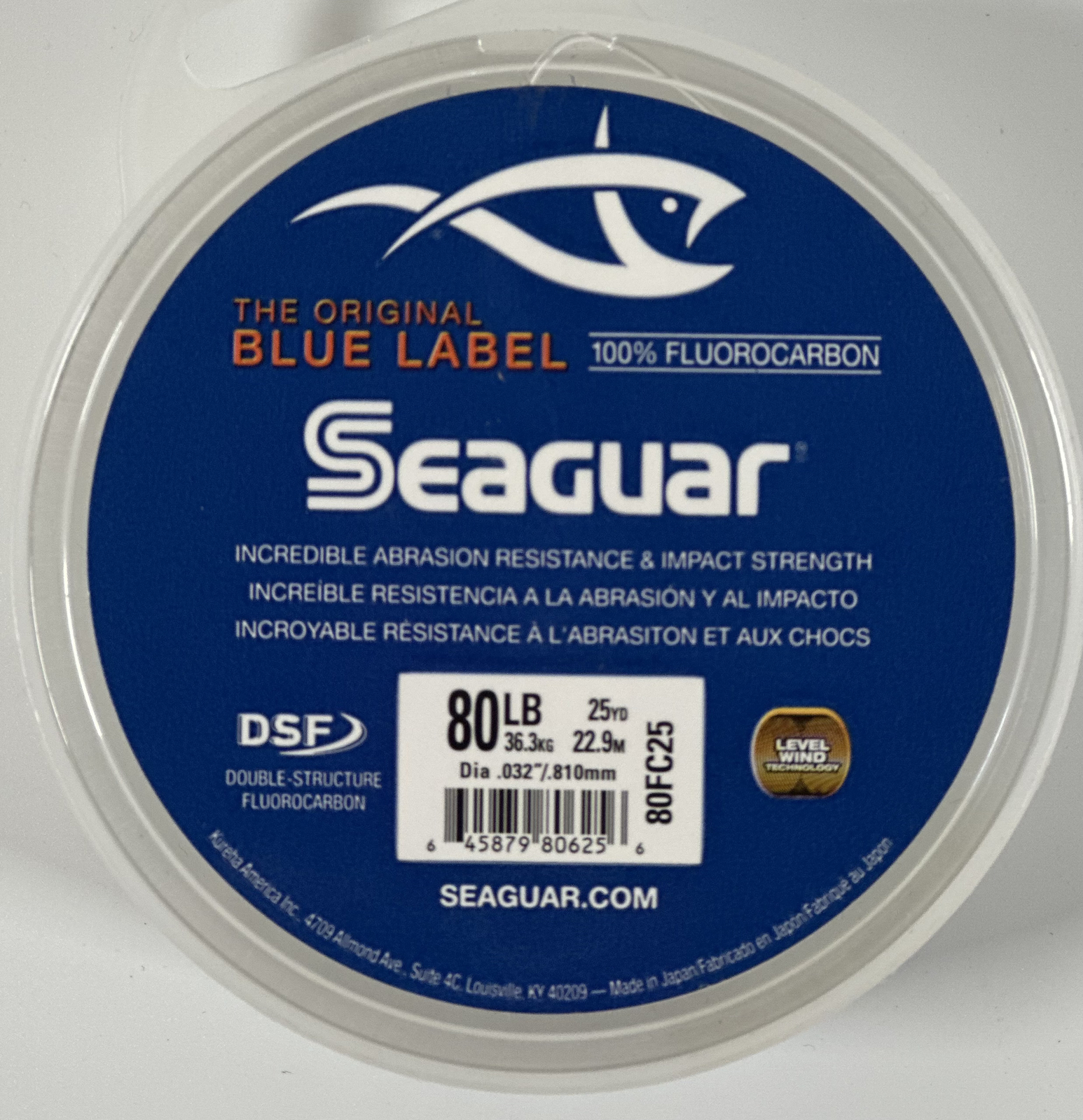Seaguar Blue Label 100% DSF Fluorocarbon Fishing Line Leader – 80lb/25yd – CLEAR