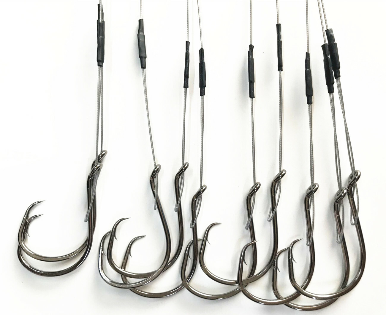 10 Pcs 15″ Stainless Steel Wire Leader Octopus Circle Carbon Steel fishing hooks
