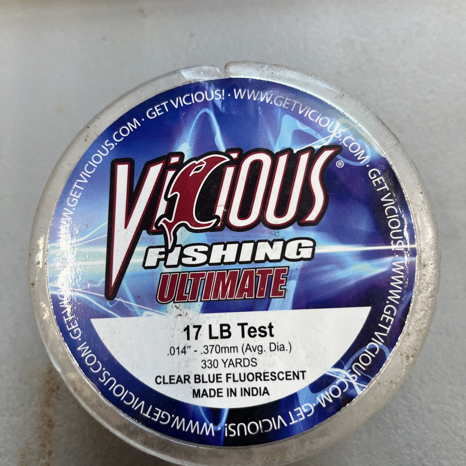 Vicious Ultimate Fishing Line 17lb .014″ 330 yards CLEAR BLUE FLUORESCENT