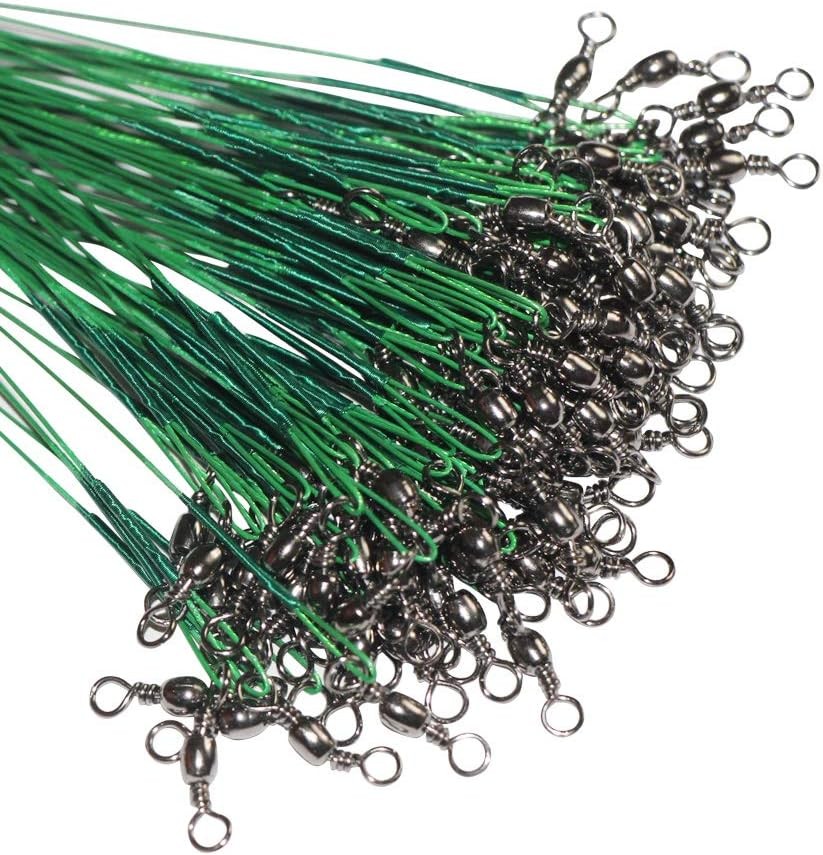 60pcs Fishing Wire Leaders Nylon-Coated Line with Green