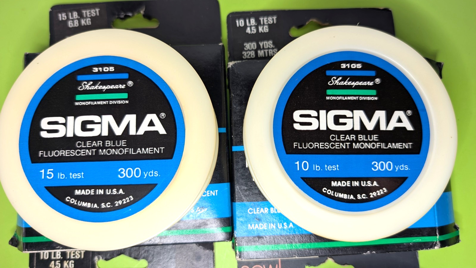 4 Shakespeare SIGMA Clear Blue Fluorescent Monofilament Fishing Line 10Lb 15lb