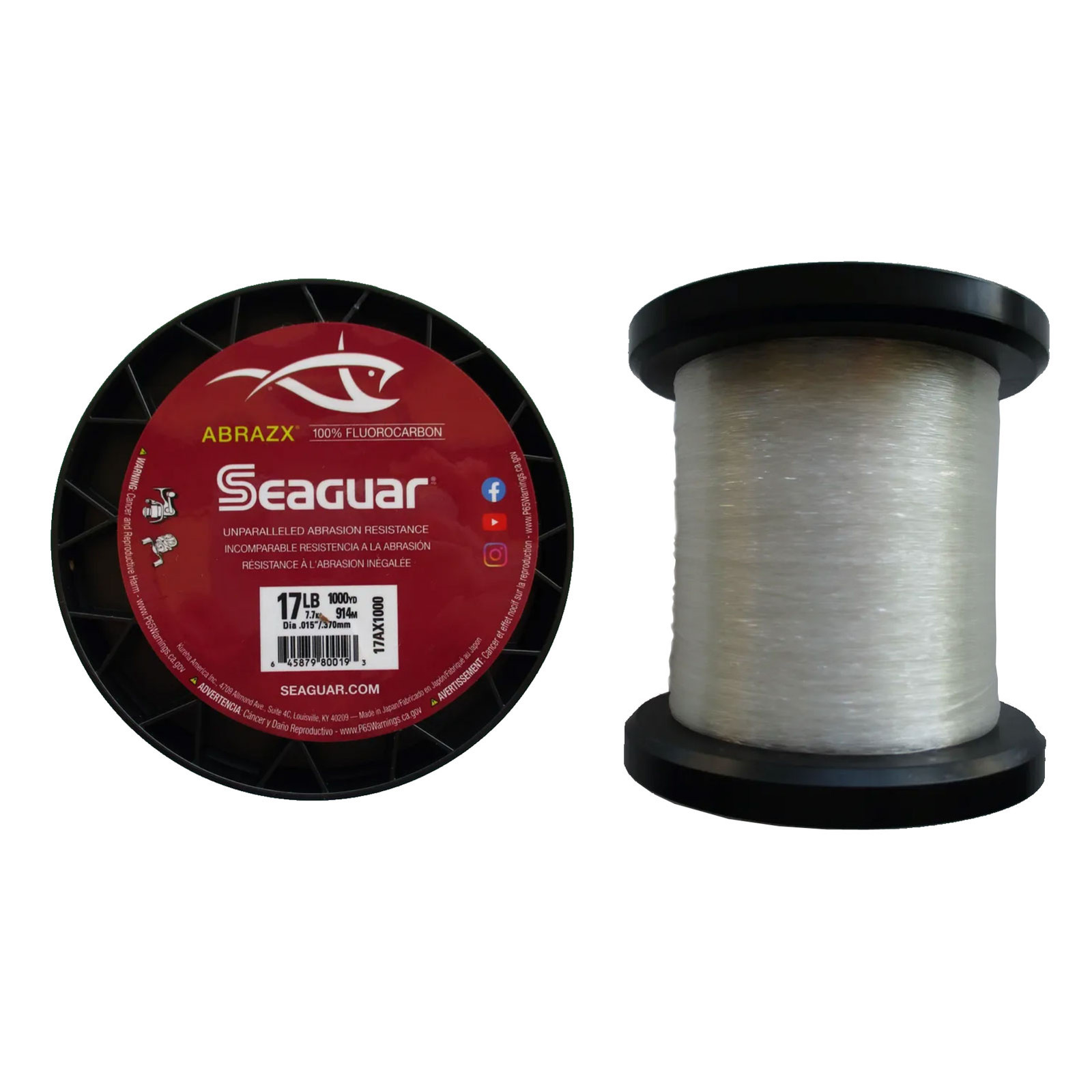 SEAGUAR AbrazX 1000yds 17lb Fluorocarbon Fishing Line (17AX1000)