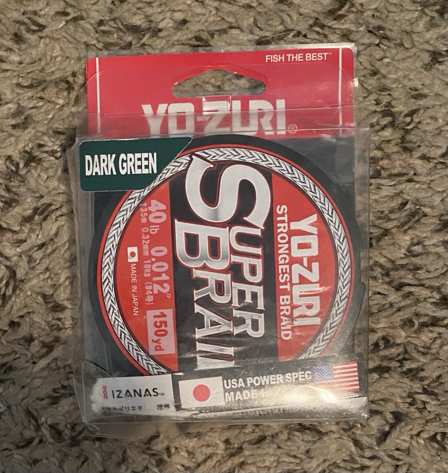 Yo-Zuri Super Braid Fishing Line 40 Lb .012” 150 Yards Dark Green