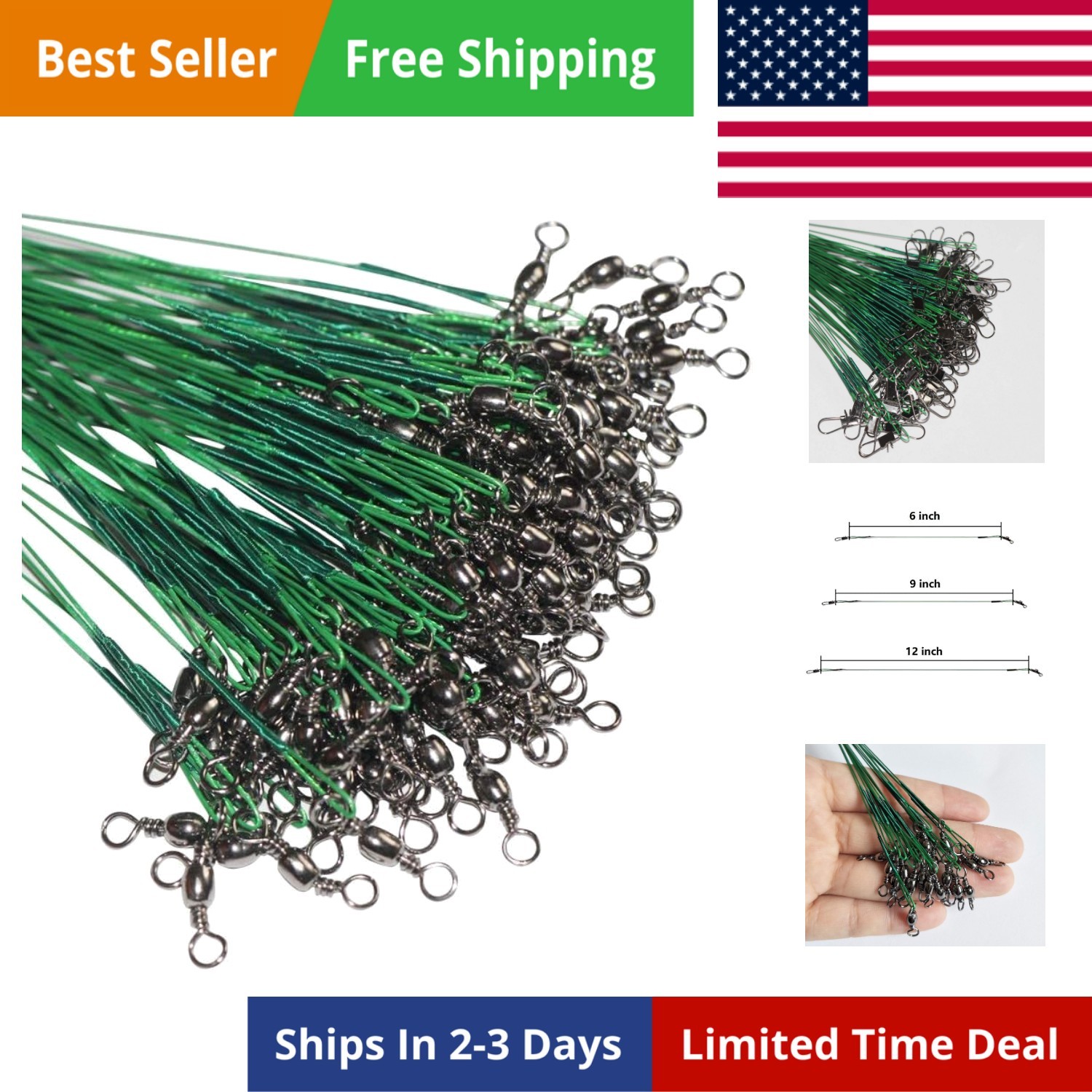 60pcs Fishing Wire Leaders Nylon-Coated Fishing Line Wire Leaders with Swivel…