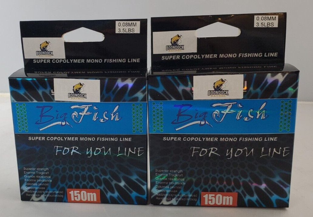 Boondock Patrol Big Fish Polymer Mono Fishing Line 150m 3.5 lbs 0.08mm-2 Boxes