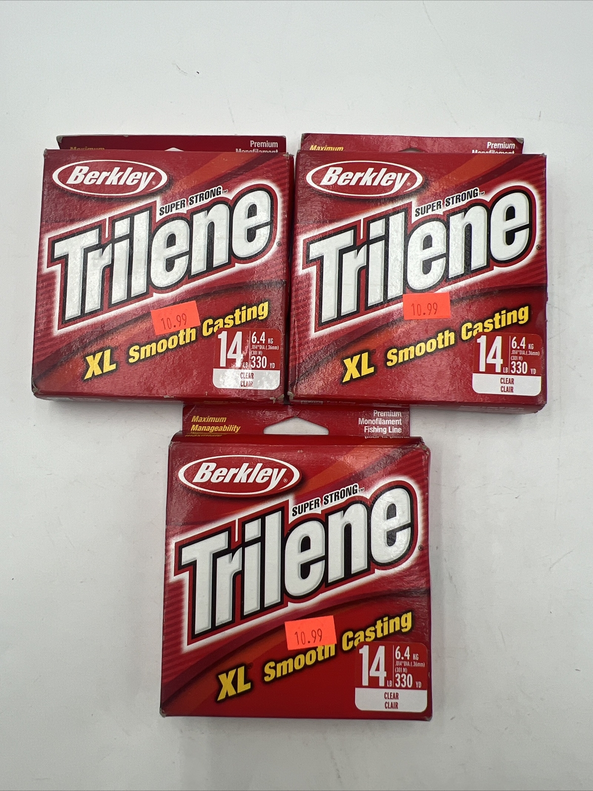 BERKLEY TRILENE XL SMOOTH CASTING 330 YARD 14 LB FISHING LINE – LOT OF 3 – NEW