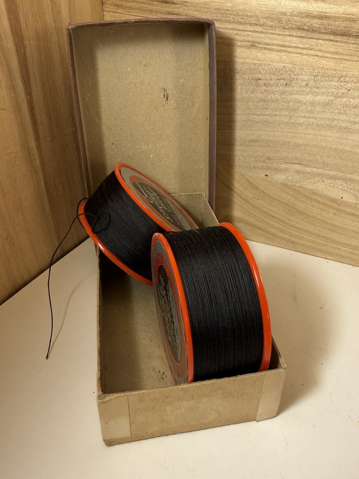 Vintage Strike Sure Bait Casting Line Box w 2 Spools 50 Yds 15 Lb Dupont Nylon