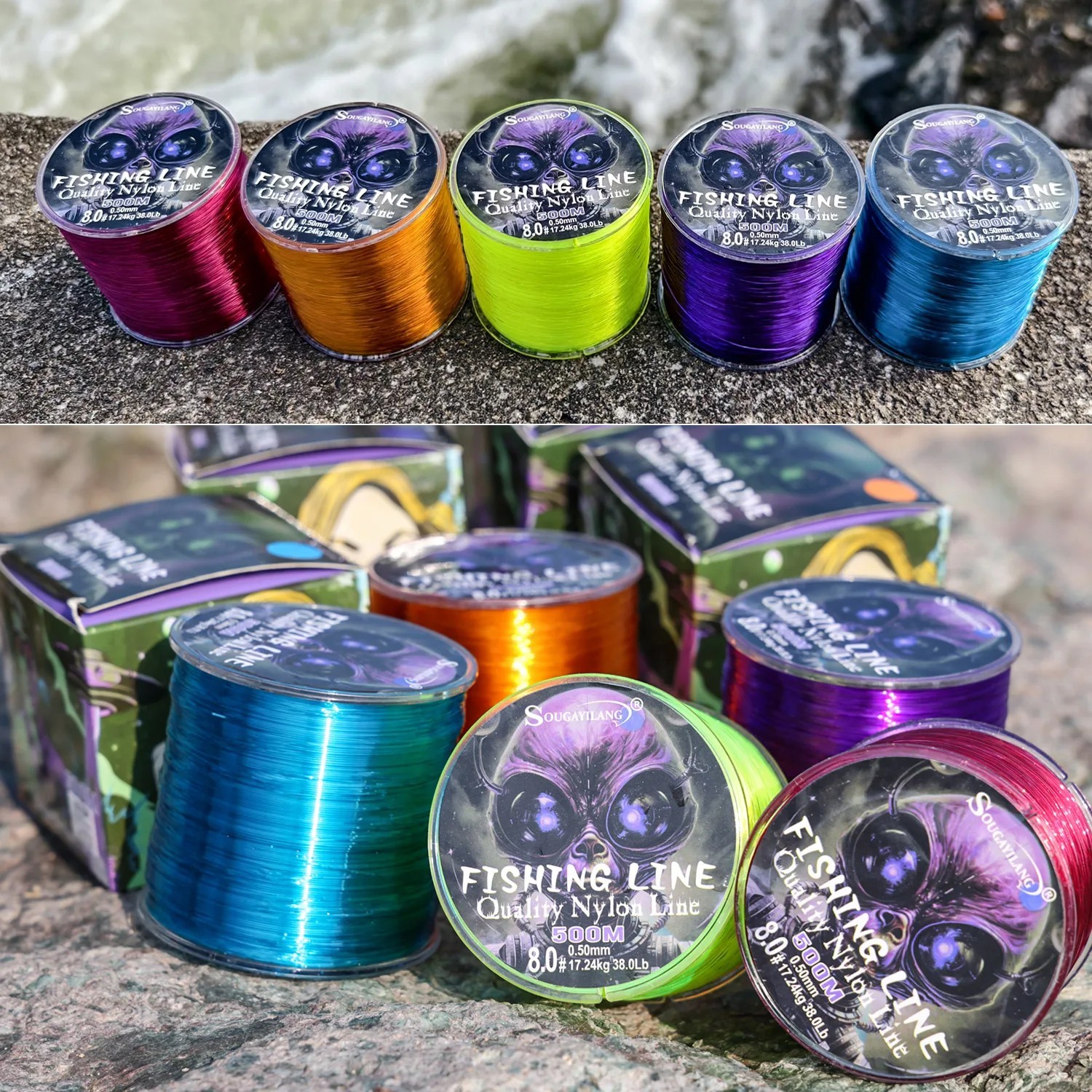 Sougayilang 500m Nylon Fishing Line Max Drag 7-38LB Super Stronger Nylon Line
