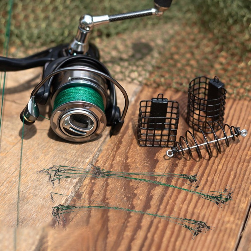 40Pcs Steel Wire Fishing Leader Kit with Swivels Snaps for Fishing Gear