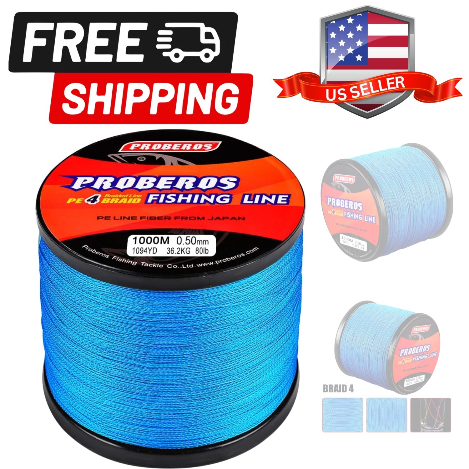 Braided Fishing Line 4 Strands Stronger Multifilament PE Braid Wire for Saltw…
