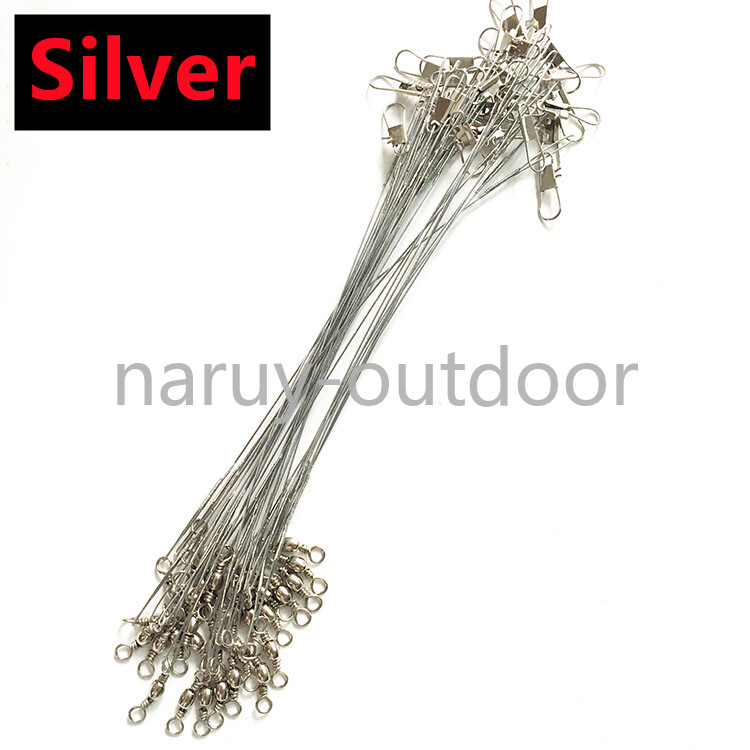 100pcs Stainless Steel Trace Wire Leader Fishing Line Leaders With Snap & Swivel
