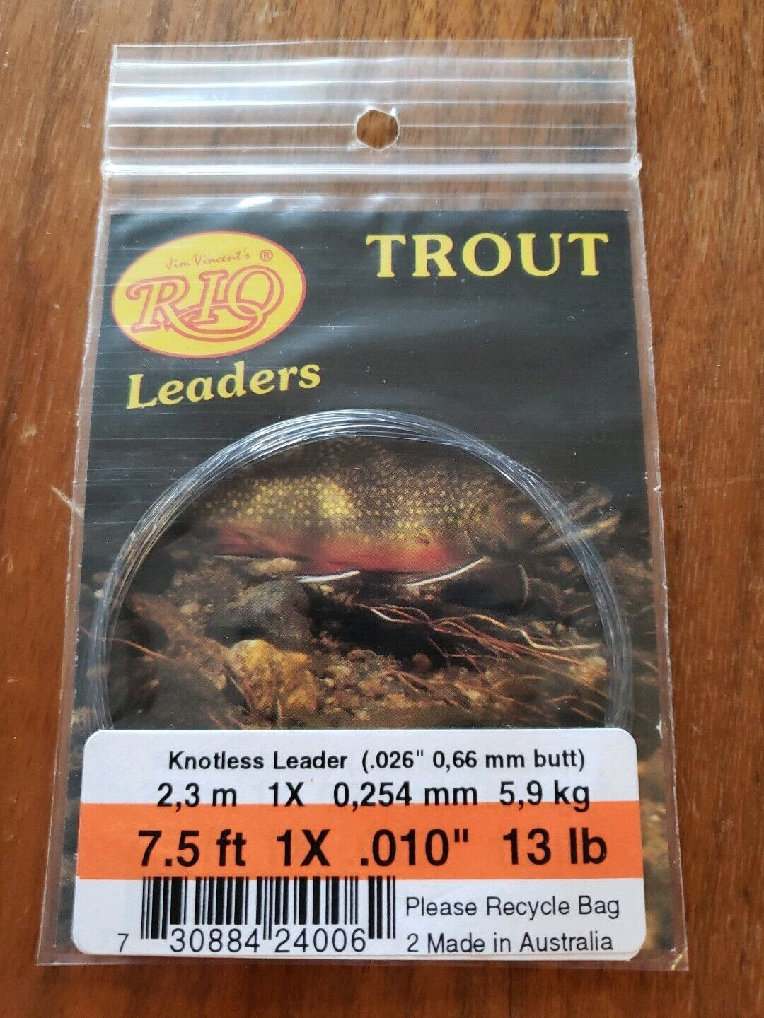 Rio Trout Leaders – 7.5ft – 1X – 010″ – 13lb – 1 Pack – Knotless