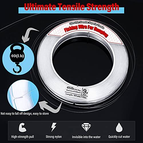 Clear Fishing Wire, Acejoz 656FT Fishing Line Clear 0.5mm, 558ft, 45lb