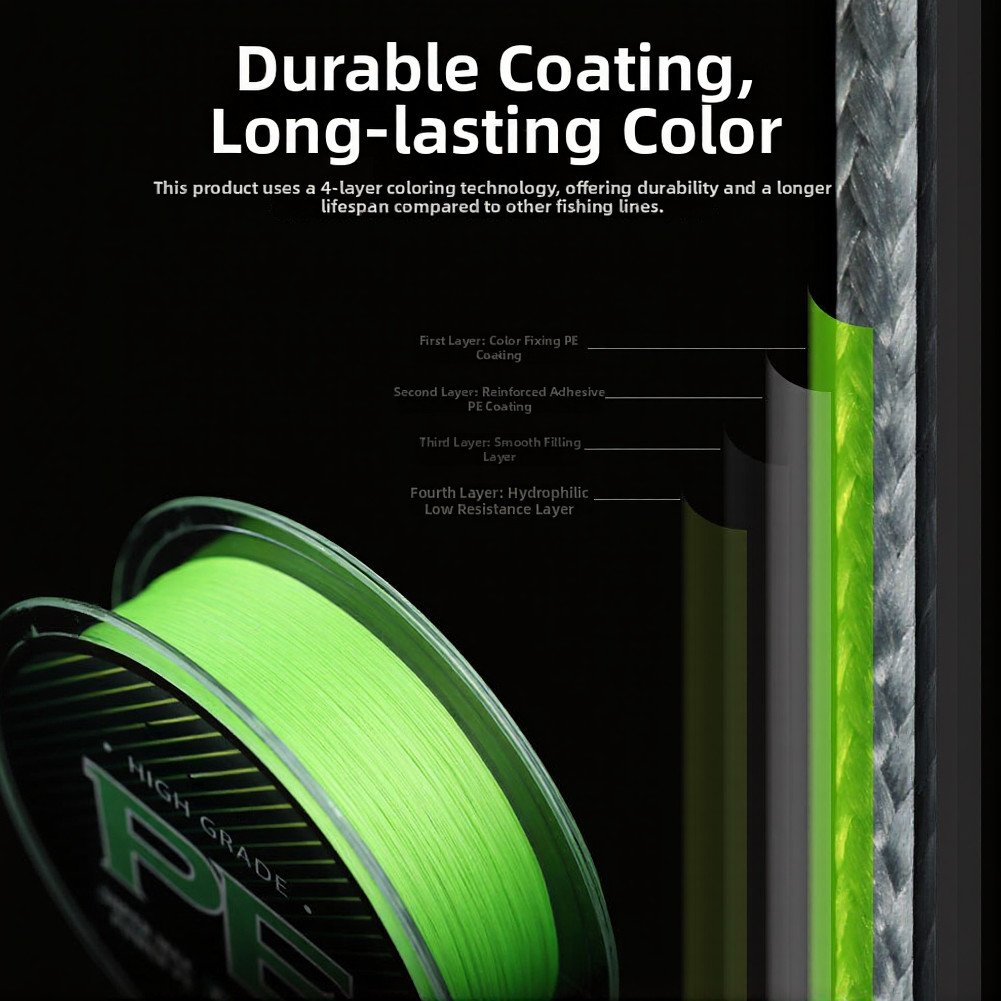 140M Green PE Fishing Line – Japanese Material 8 Strand for Carp Angling