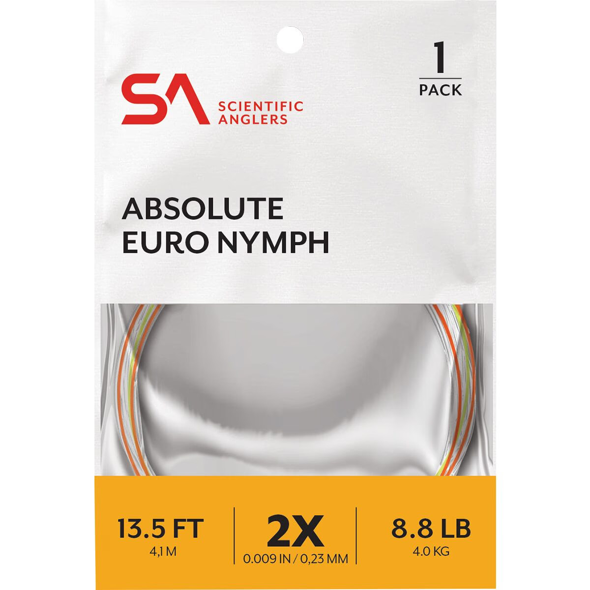 Scientific Anglers Absolute Euro Nymph White/Orange/Green, 2x/13.5ft