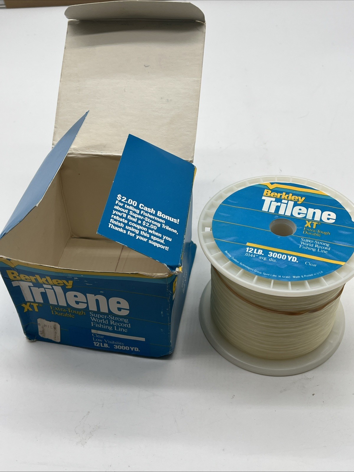 Bulk fish line Berkley Trilene 12 Lb XT Clear low vis 3000yds