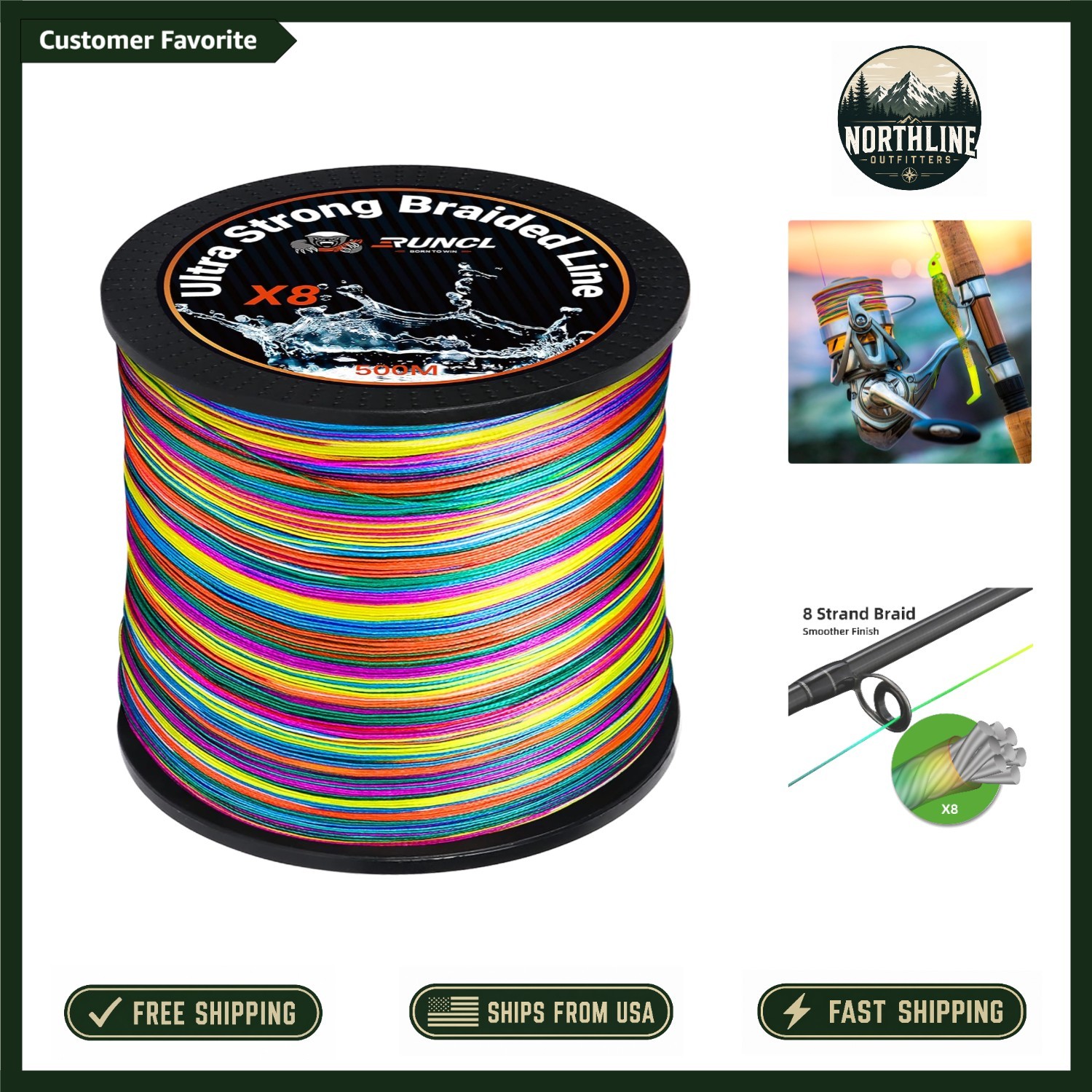 Vibrant 8-Strand Braided Fishing Line – Smooth Casting, 328 to 1093yds Options