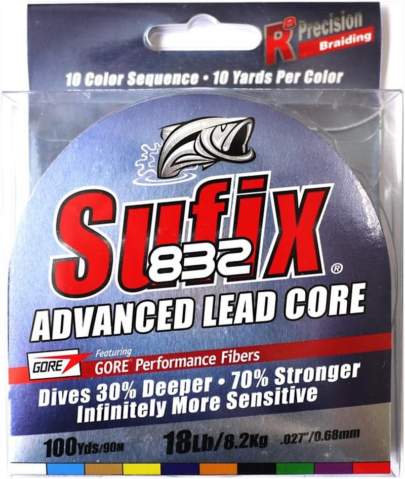 832 Lead Core 18 Lb Metered, Metered Multi-Colored