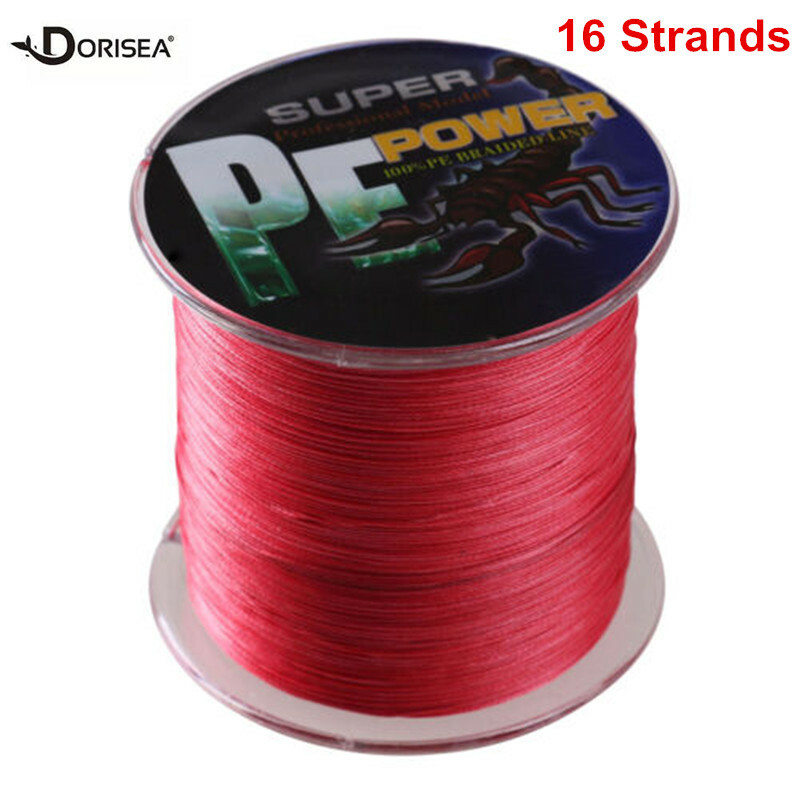 16 Strands Red 100M-2000M Hollowcore PE Dynema Braided Fishing Line 20lbs-500lbs