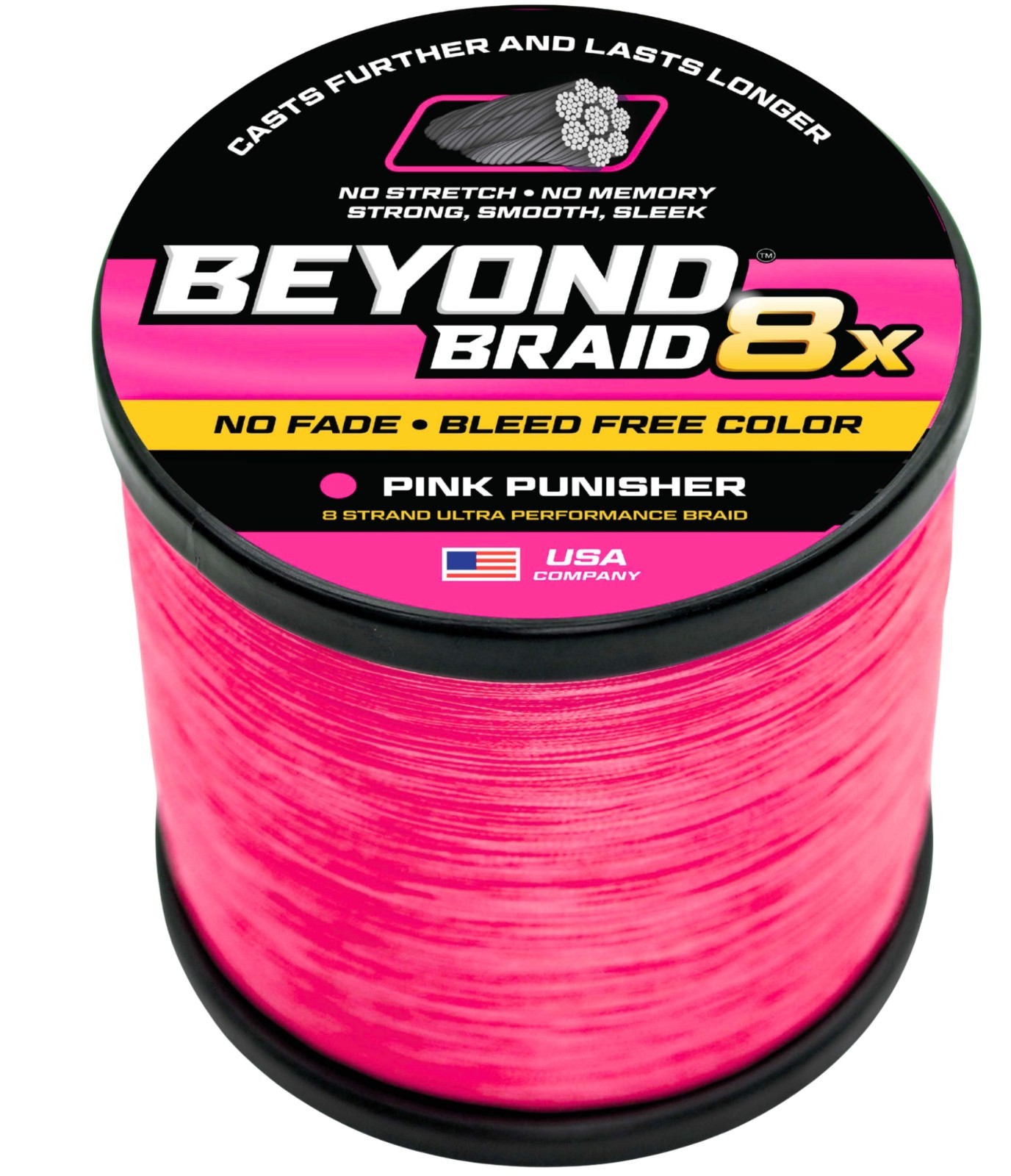 Beyond Braid Braided Fishing Line – Pink Punisher 8X – No Fade