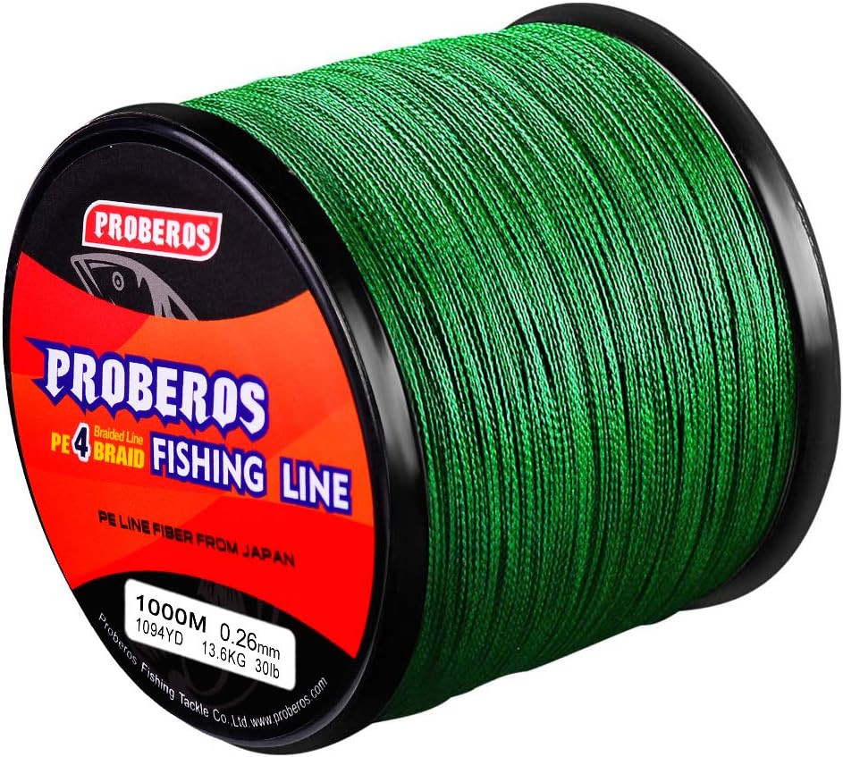 Hilo de pescar trenzado de 4 hebras multifilamento de PE resistente agua salada