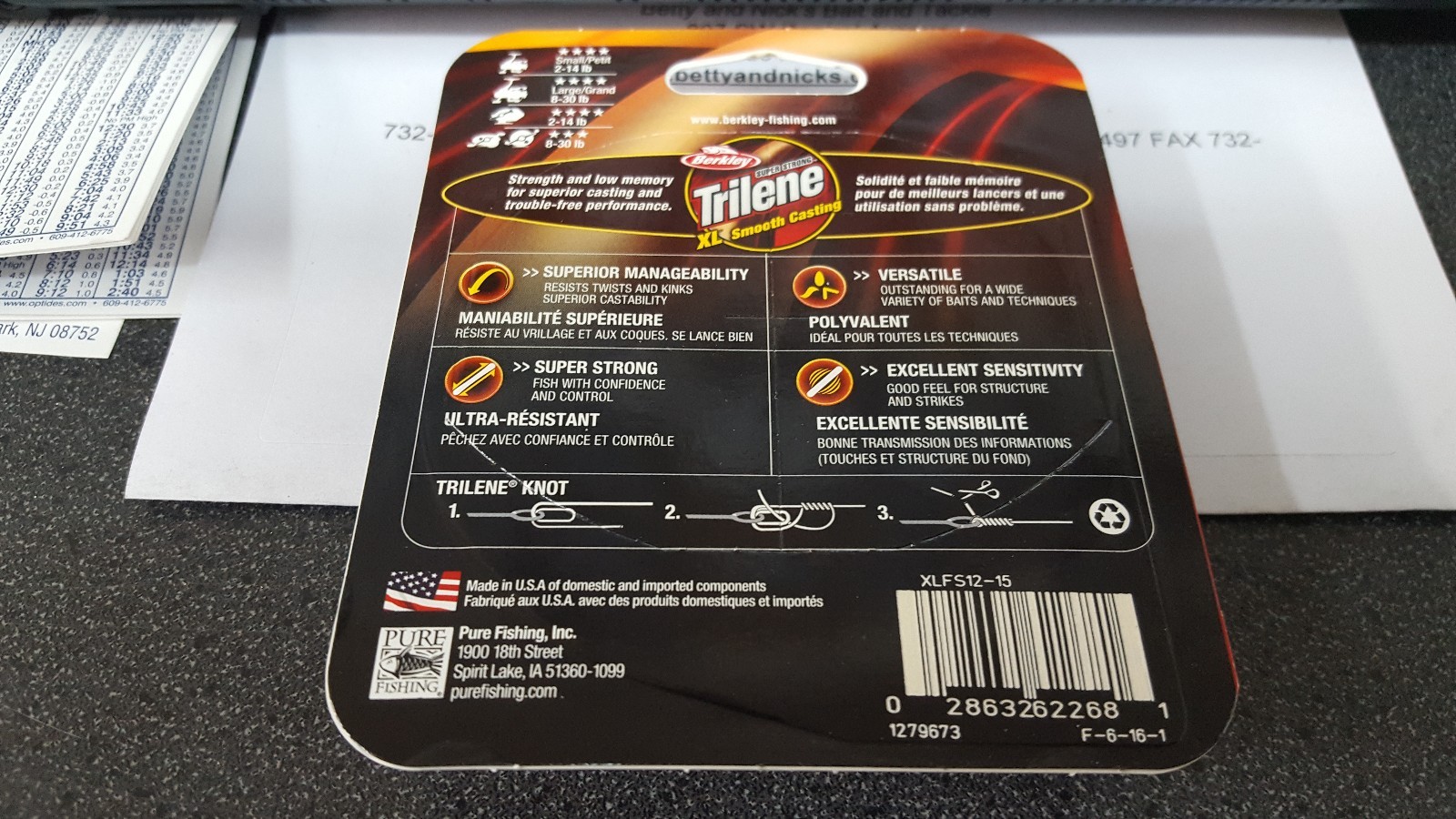 1 Spool Berkley Trilene XL Smooth Casting Clear Mono Line 12 Pound Test 300 Yard