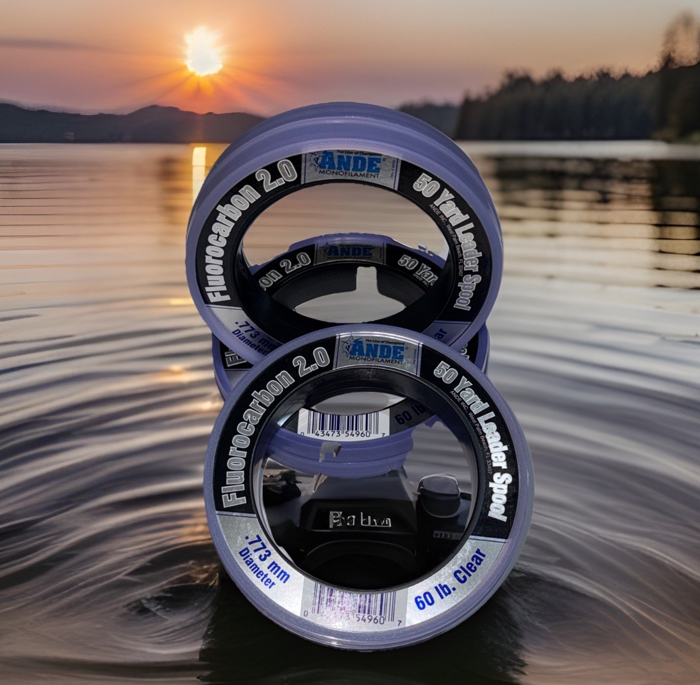 Ande .773mm 60lb Clear Fluorocarbon 2.0 Leader Spools (3 Pk) Total 150yd- NIB