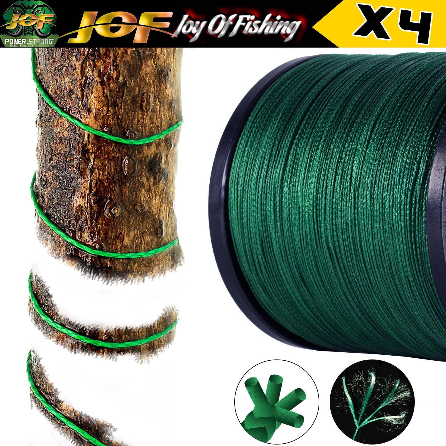 JOF 4 Strands Fishing Line 300/100M Braided PE Fishing Strong Fishing Line Multi