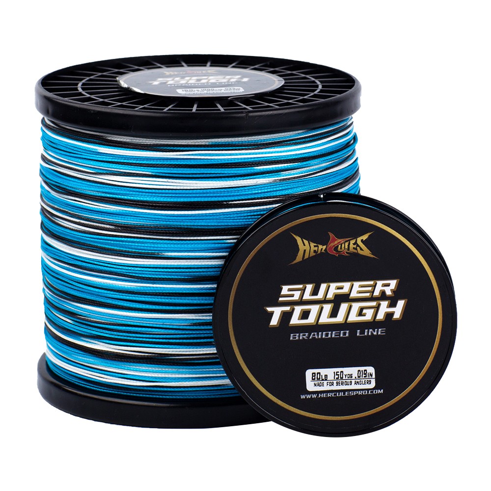 HERCULES SUPER TOUGH Braided Fishing Line Camo Blue 150-1000Yds 4/8 Strands