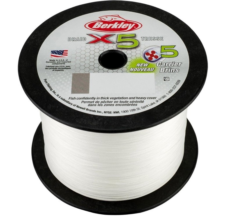 Berkley X5 Braid 5-Carrier Braided Fishing Line 20lbs. / 2188 yds. Crystal