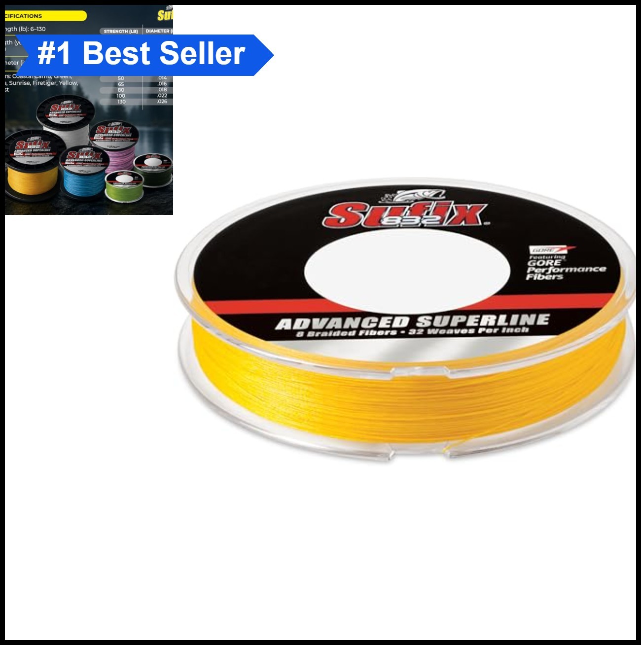 Braided Fishing Line 20lb 300 Yards 0.009 Diameter Hi-Vis Yellow Boating