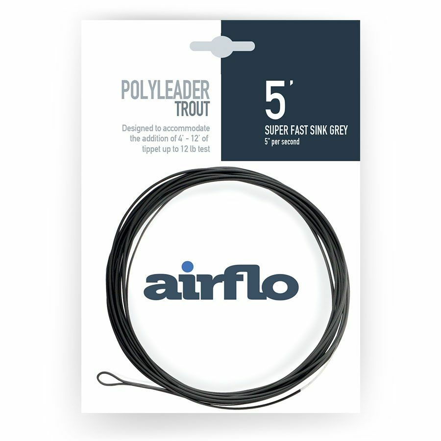 AIRFLO POLYLEADER TROUT 5′ FOOT SUPER FAST SINK GREY FLY FISHING LEADER