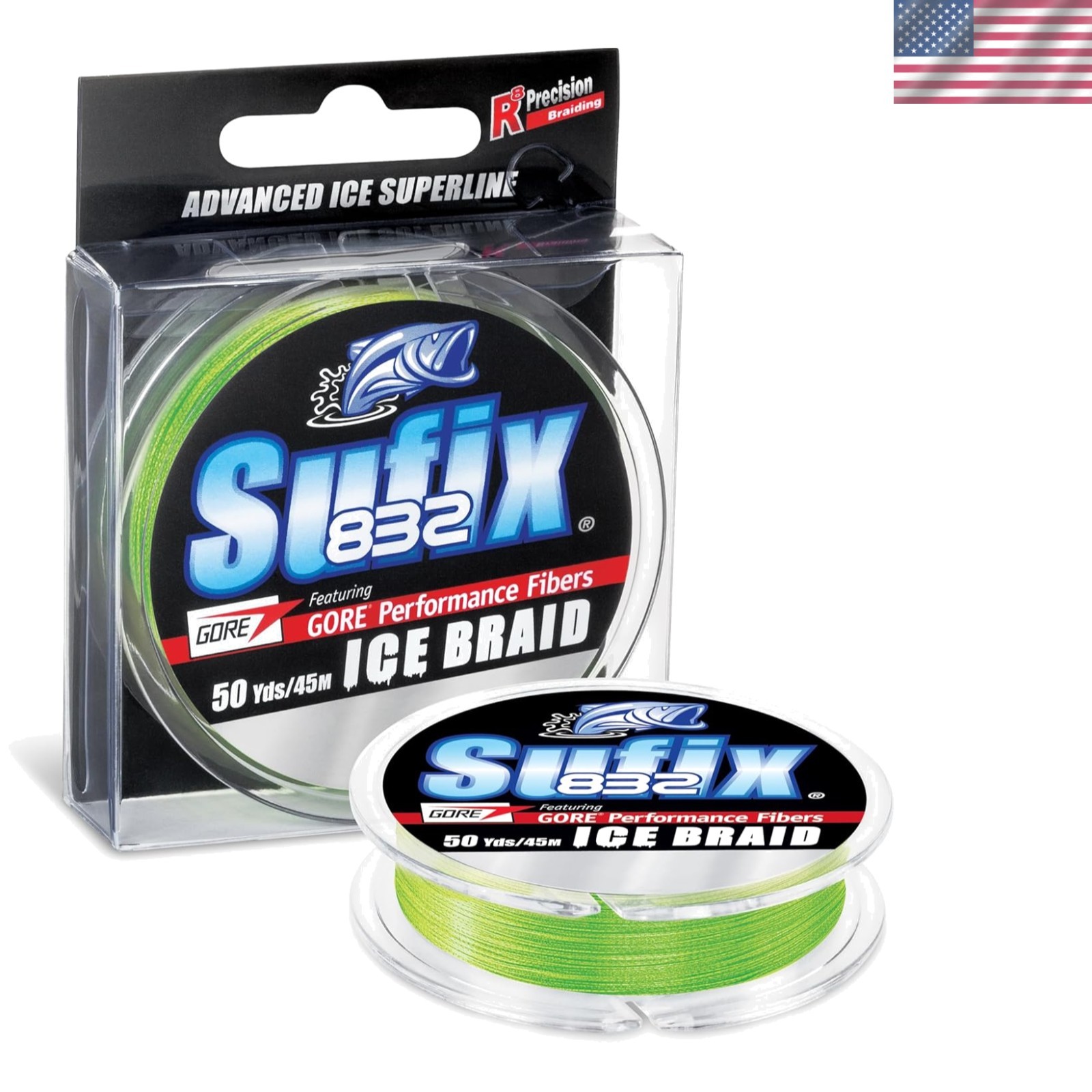 Advanced 832 Ice Braid Fishing Line 1800in – 6 lb Strength, Neon Lime Precision