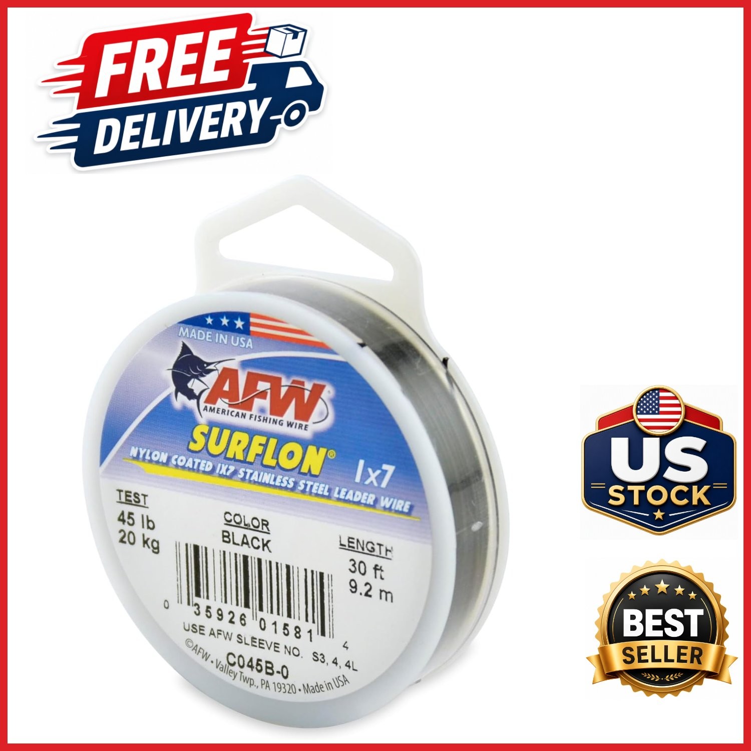 High Strength 30ft Fishing Leader Wire 45lb Test for Freshwater & Saltwater