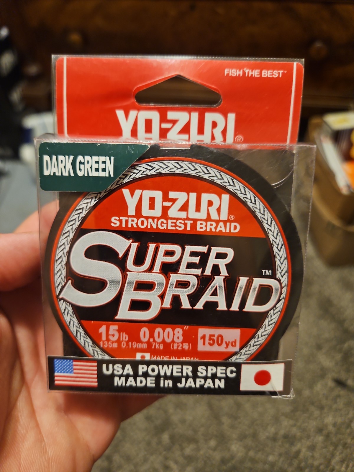 Yo-Zuri SuperBraid Fishing Line, 15 lb Test 150 Yard R1265-DG, Dark Green NEW