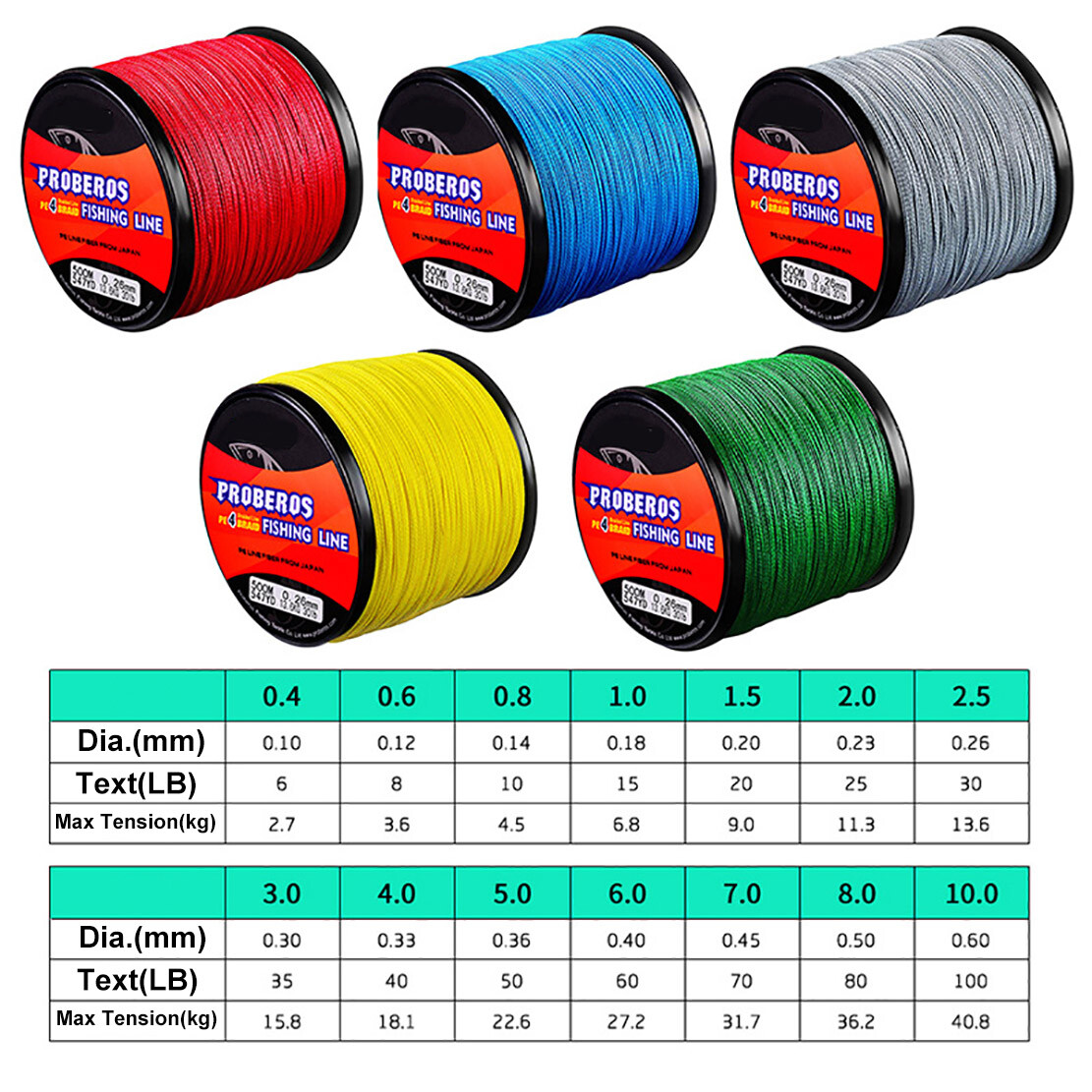 PE line 4 Braided Fishing Line Braided 500 m Vigorous Horse Fish Line 5 Colors