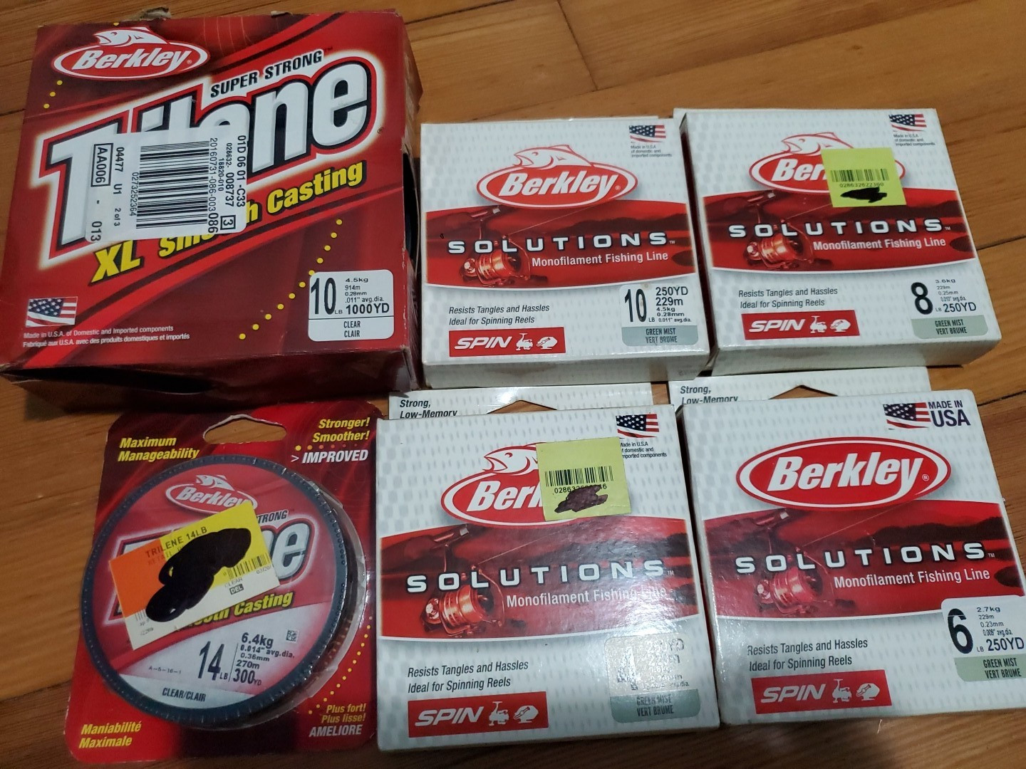 LOT of 6 Spools, Berkley Solutions Line Green Mist, XL, 1000 yard 10 lb