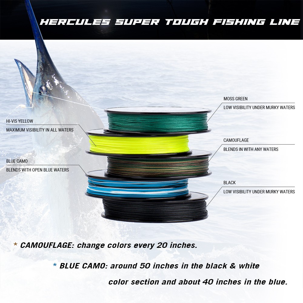 HERCULES SUPER TOUGH Black PE Braided Fishing Line 4LB-160LB 4/8 Strands