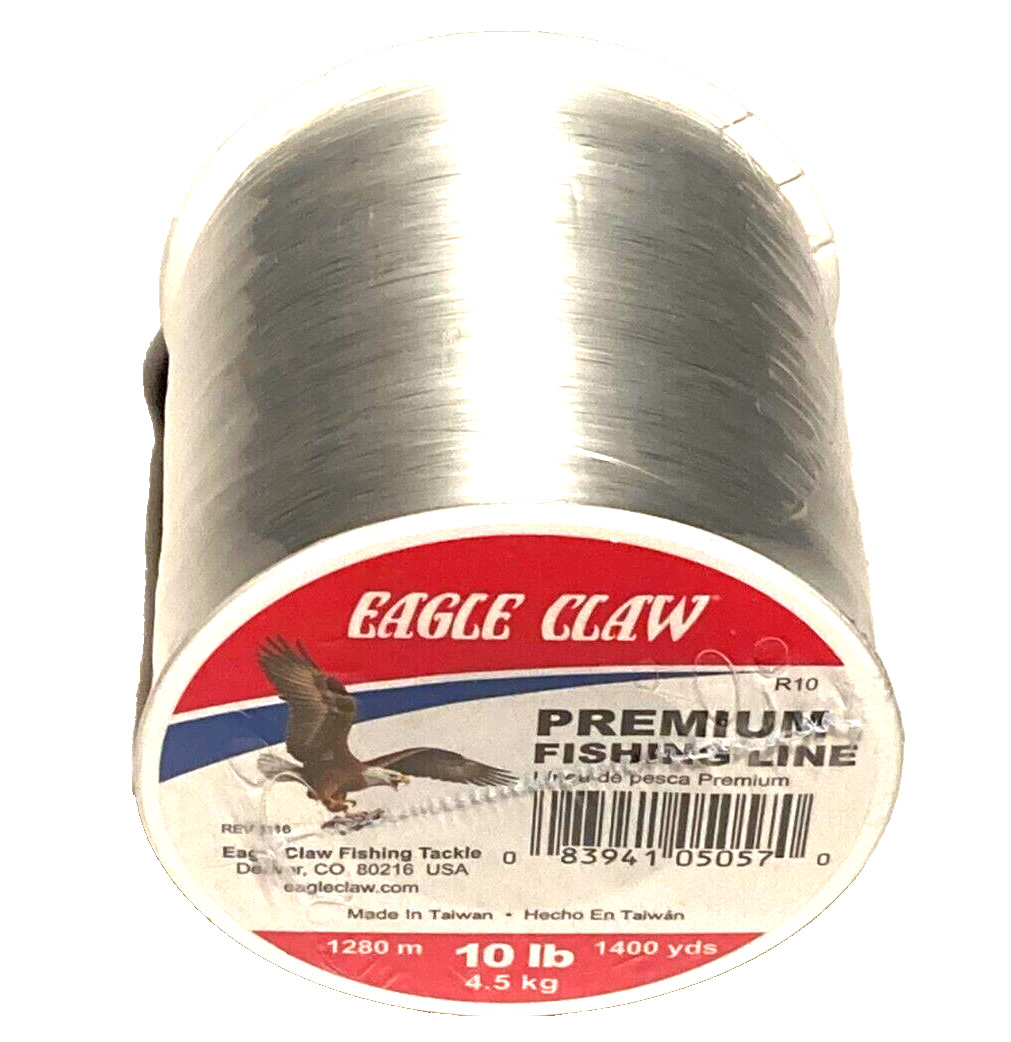 Eagle Claw Premium Fishing Line 10lb Test Clear 1400 Yards Spool – Free Shipping