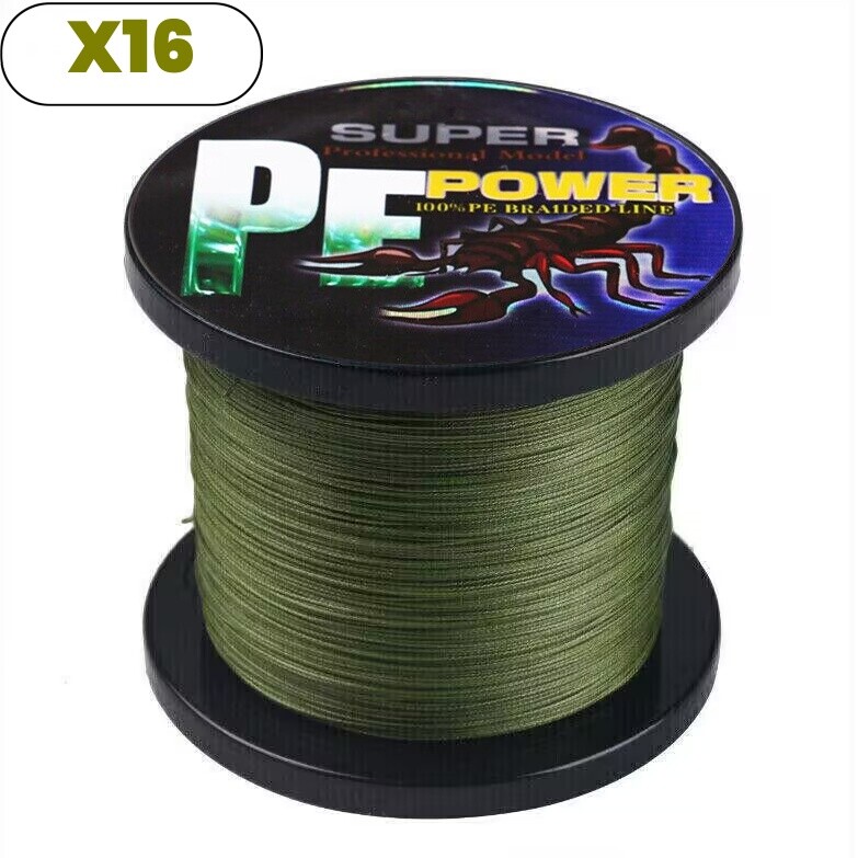 16 Strands 100M~2000M Army Green Hollowcore Dynema Braided Fishing Line 20-500LB