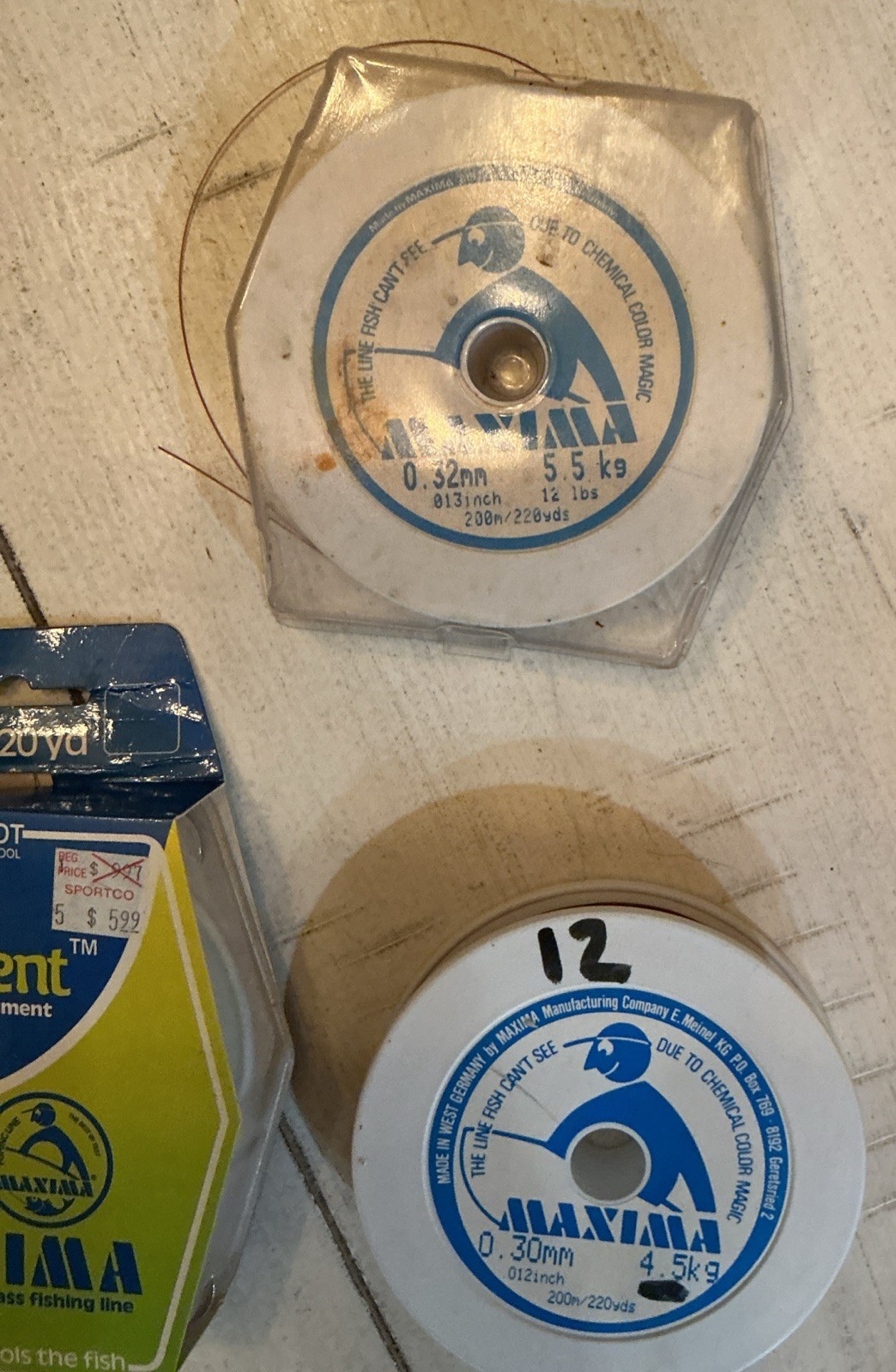 Lot of 5 Vintage Maxima Fishing Line Spools 1 NIB Pearlescent