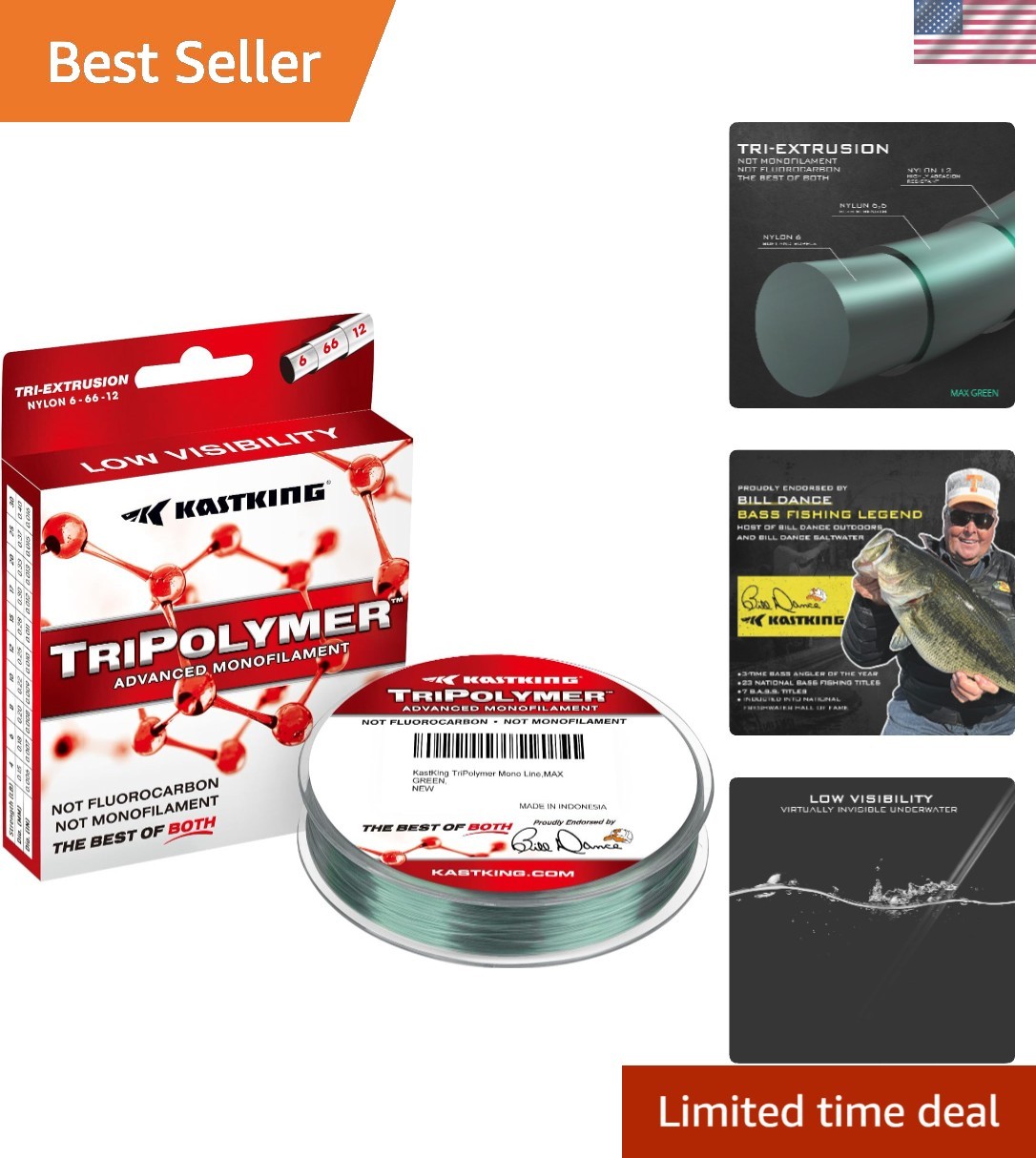 Next Generation TriPolymer Fishing Line – 4lb Strength, 300 Yards, Max Green