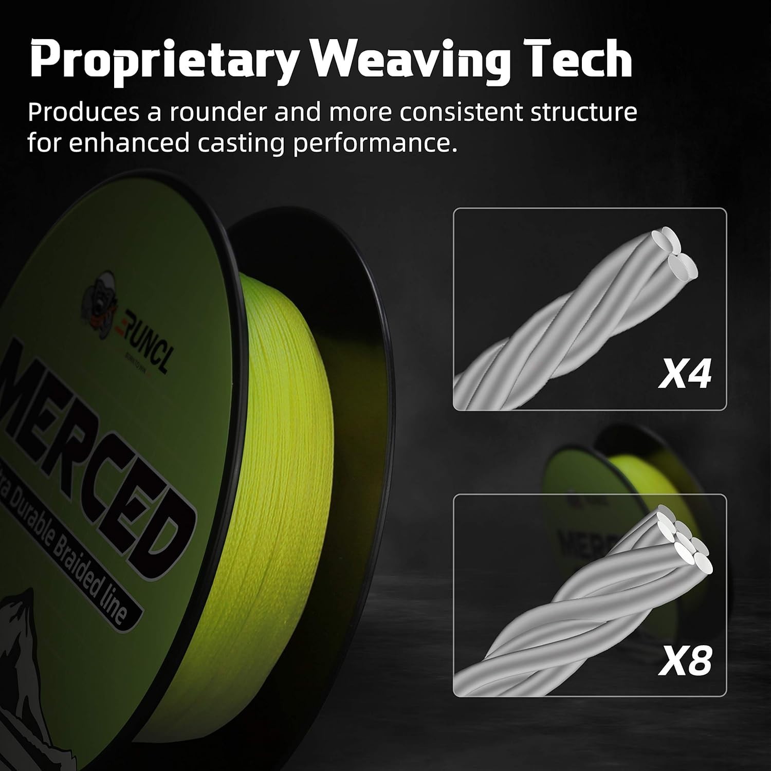 MERCED Braided Fishing Line – 500 Yards 50LB – Strong, Hi-Vis & Smooth Casting