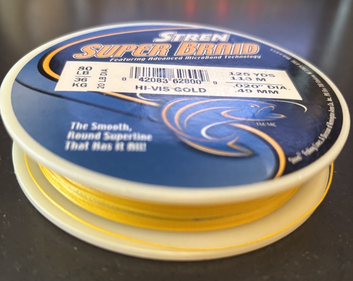 STREN SUPER BRAID FISHING LINE – HI-VIS GOLD – 125 YDS – 80 LB TEST