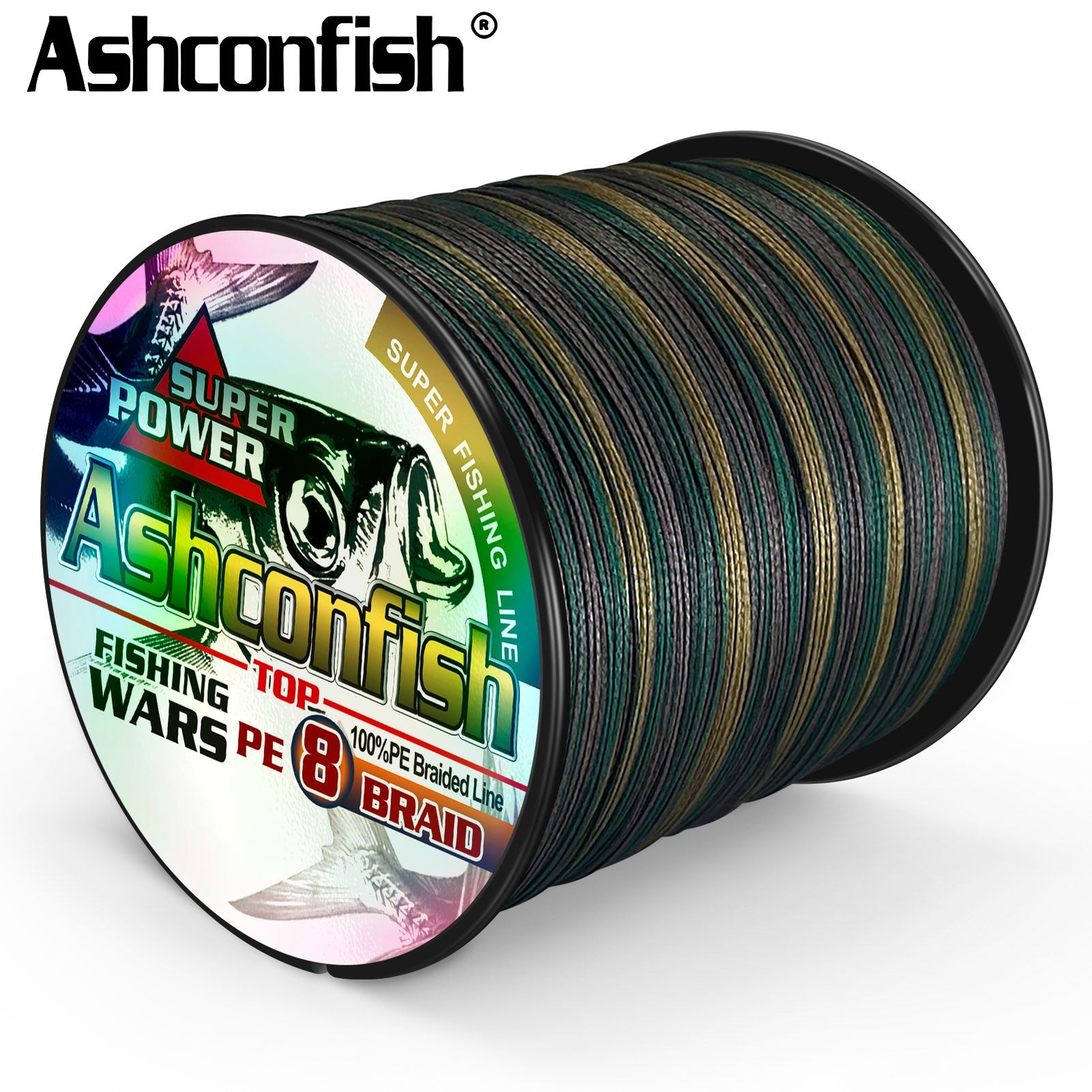Ashconfish 8 Strands 100m-2000m PE Braided Fishing Line Camo Line X8 6lbs-300lbs