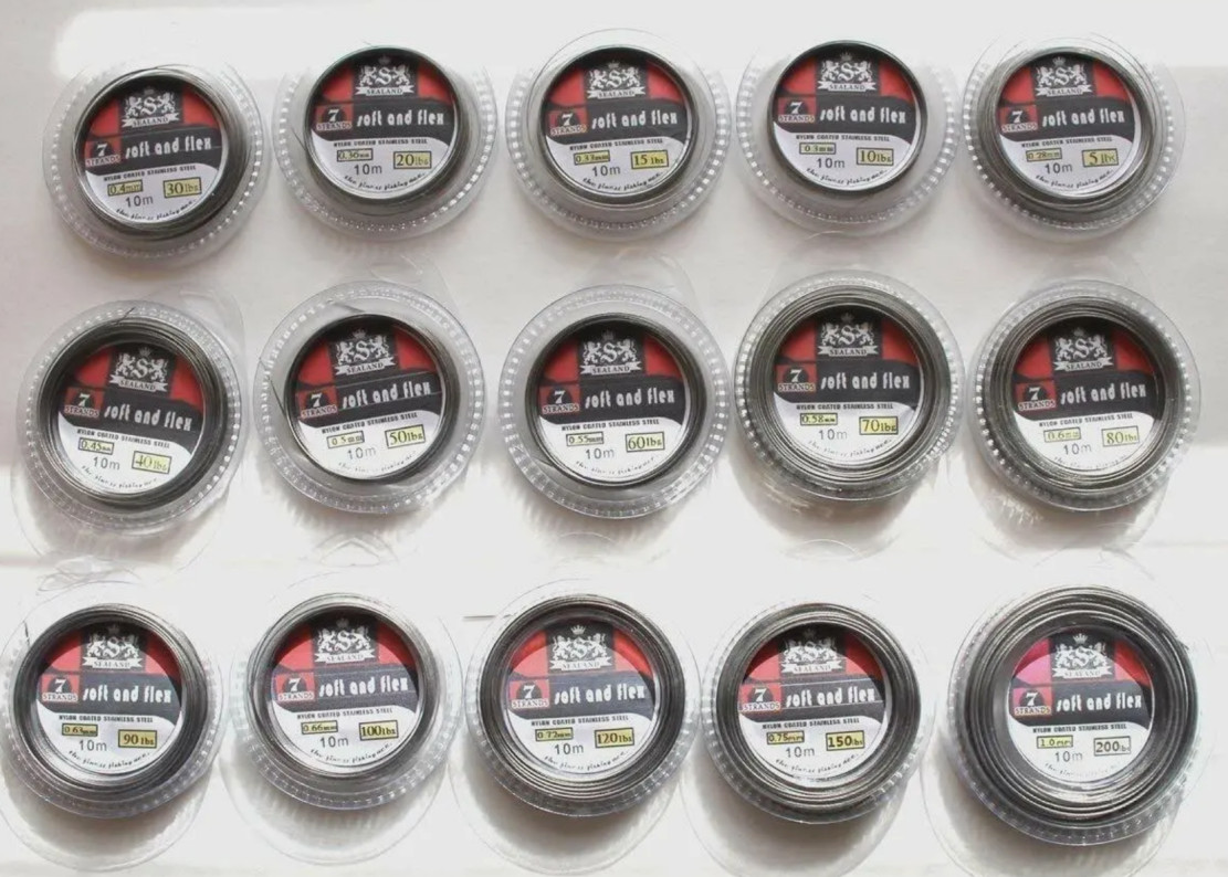 7 Strands 5-200lb Stainless Steel Wire Fishing Line Wire Spinner Leaders 11Yards