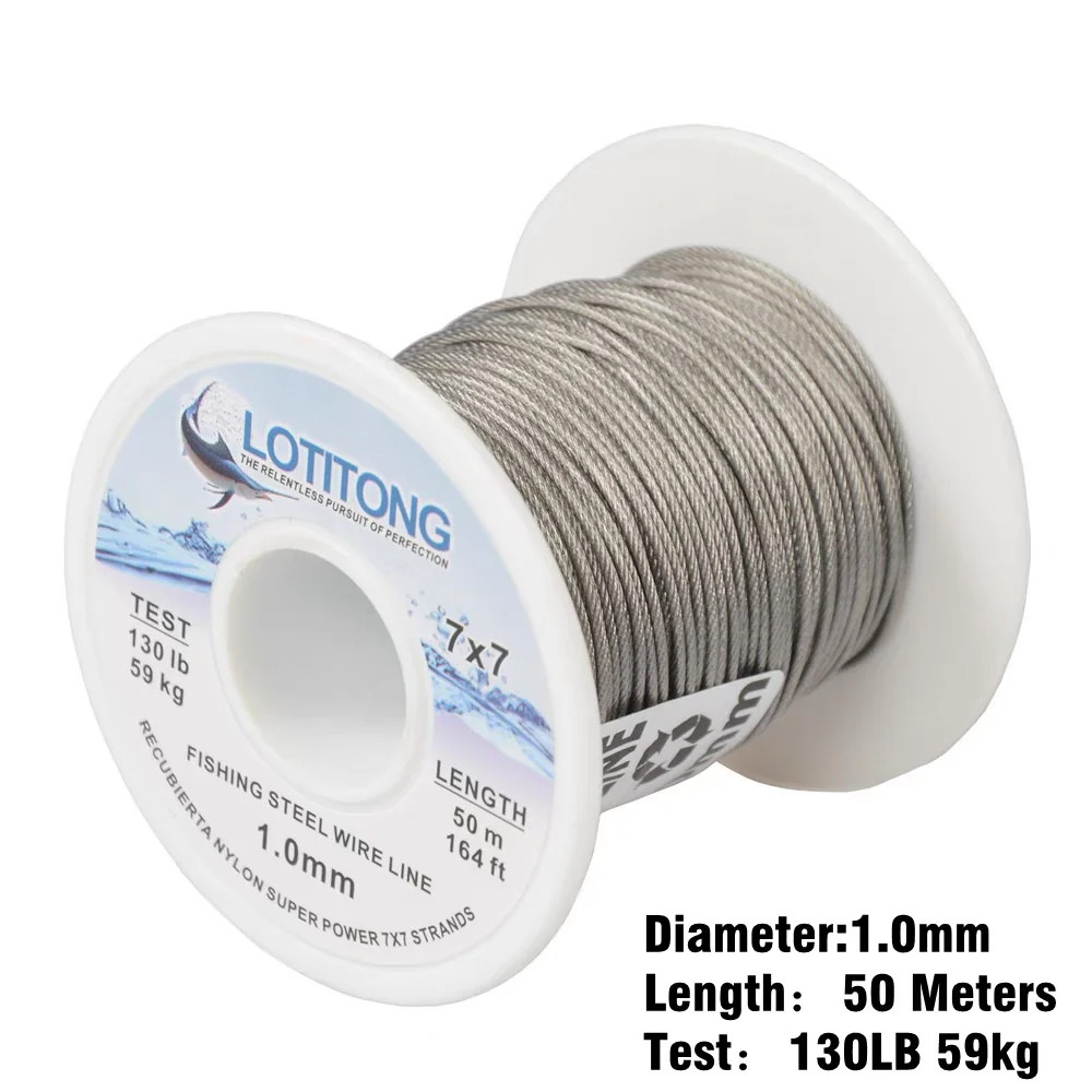 49 Strands Steel Wire Fishing Lines Coated Stainless Steel Wire Leader Anti Bite